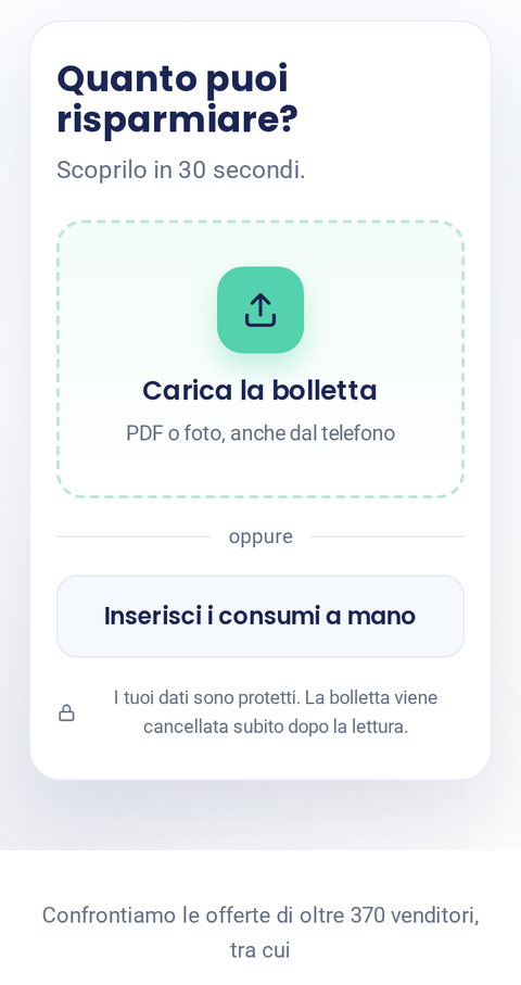 Schermata: carica la bolletta